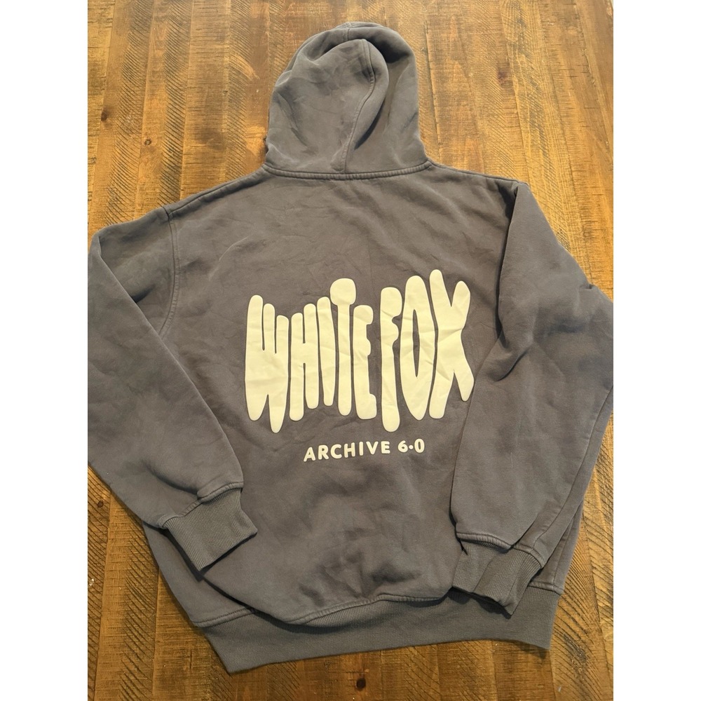 White Fox Archive 6.0 Oversized Hoodie Gray S/M Pullover Sweatshirt Graphic